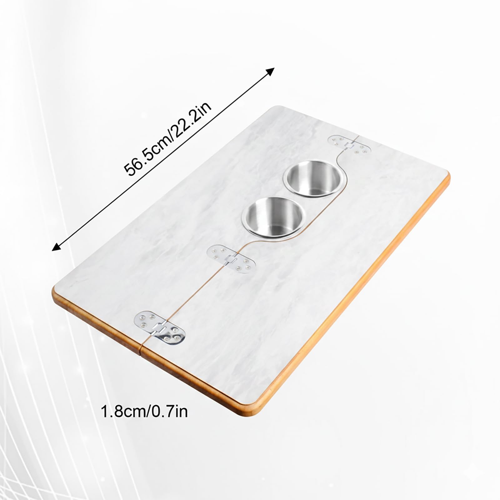 Tavolo pieghevole da parete per camper, con 2 portabicchieri in acciaio inox, 56 x 35 cm, salvaspazio, per camper, camion, barca