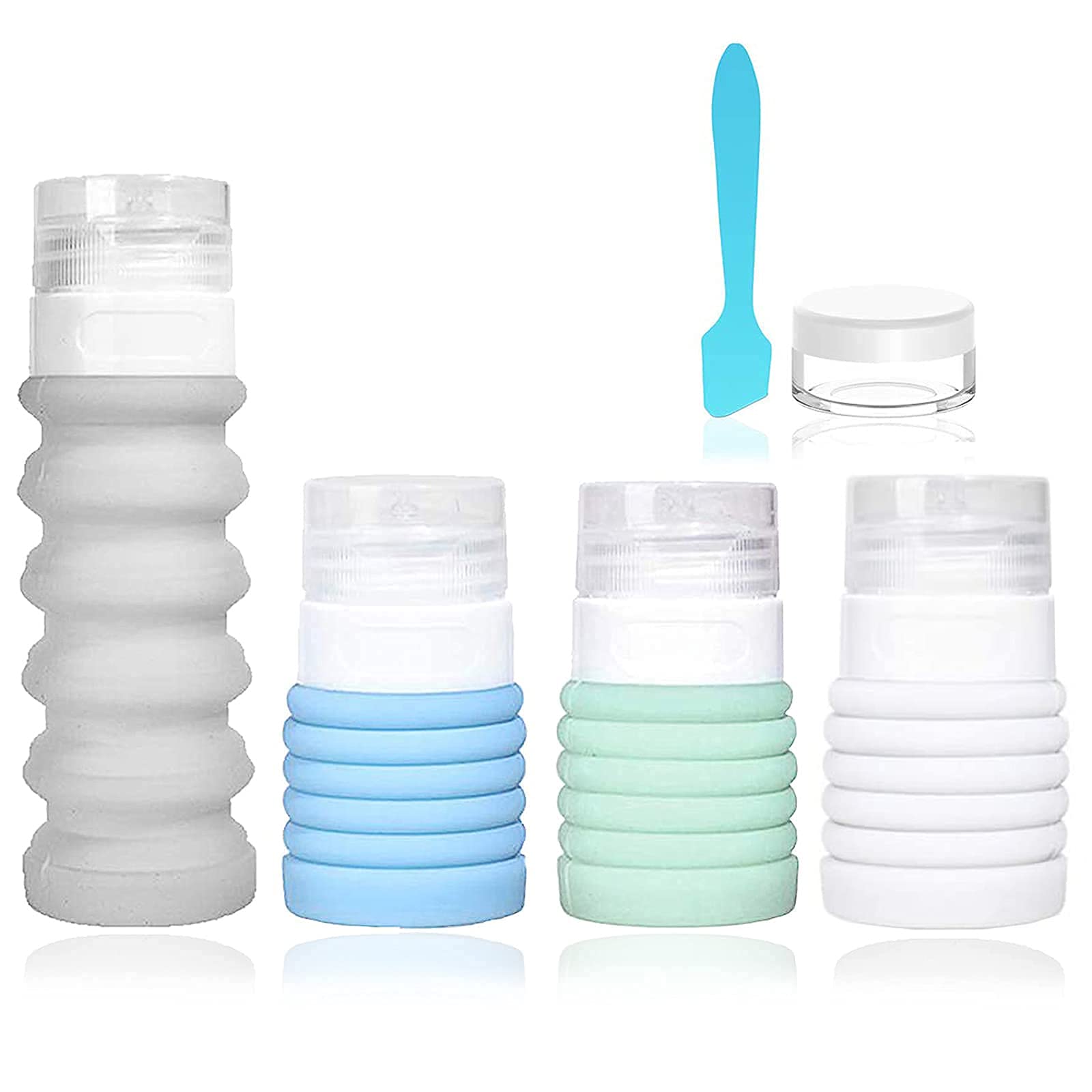 4 Color Travel Bottle Set Food-Grade Refillable Travel Containers,Collapsible Travel Accessories Tube Sets for Shampoo Lotion Soap,42ML-88ML