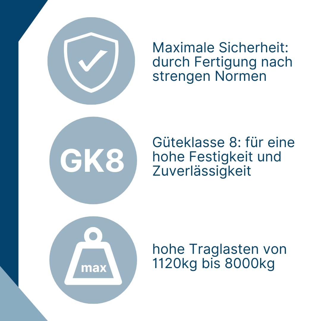 SHT 1-Strang Anschlagkette/Kettengehänge GK 8 | Kettendicke 13 mm | ohne Verkürzungshaken |Tragfähigkeit: 5300 kg | Nutzlänge: 1 m