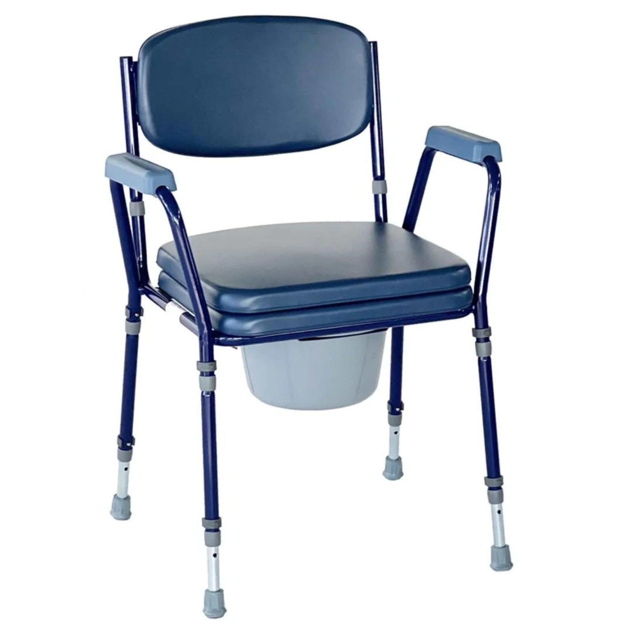 Silla WC con Inodoro Portátil para Adultos | Silla Orinal Regulable en Altura | Silla Baño para Personas Mayores y Movilidad Reducida | Cubeta Extraíble | Asiento Acolchado con Reposabrazos