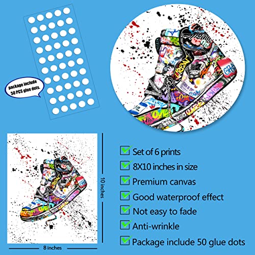 Graffiti Wall Art Sports Prints Wall Decor Set of 6 Canvas Fashion Posters Inspirational Colorful Modern Art Photos Pictures,American football,Football for Home Livingroom Bedroom (8"x10" UNFRAMED) - Image 3