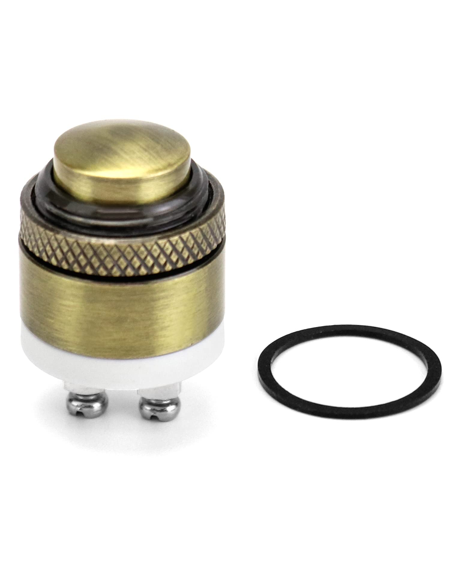 QWORK® 16MM Pulsante Campanello in Ottone, Pulsante Momentaneo Impermeabile Terminali a Vite 16MM 2A 12V/24V/36V DC ON/OFF