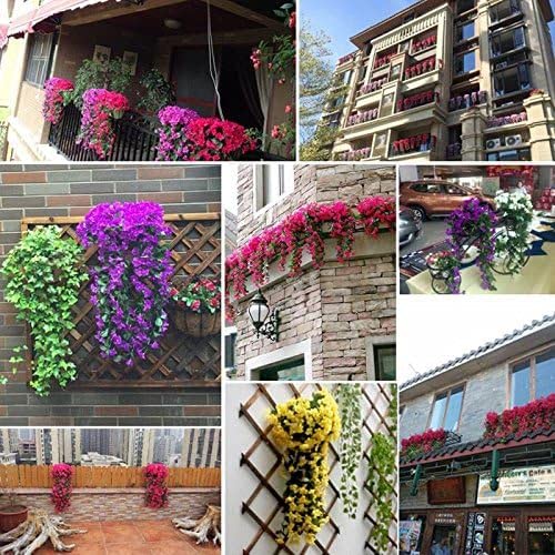 Evoio Hanging Artificial Violet Ivy Flowers 2 Packs Hanging Flowers Plant For Outside Outdoor Patio Garden Porch Wedding Home Decorations (Yellow) #TOP5