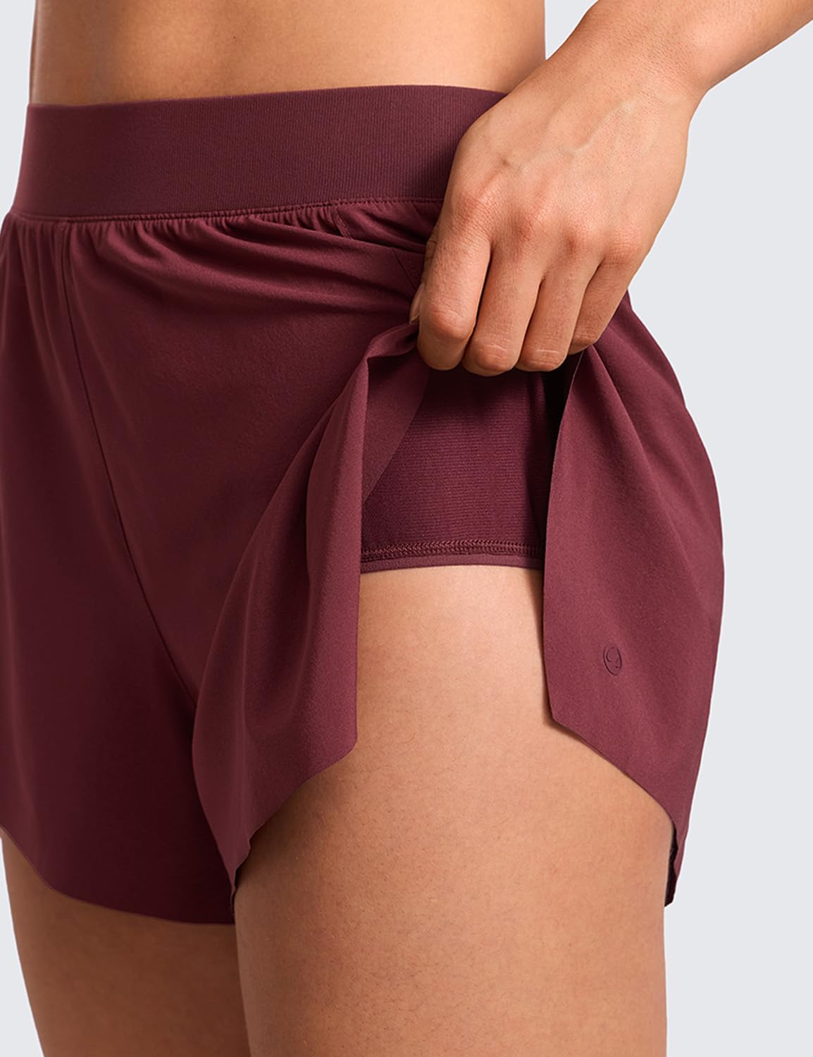CRZ YOGA V Split Running Shorts for Women 2.5" - High Waisted Workout Athletic Gym Track with Liner Breathable Quick Dry