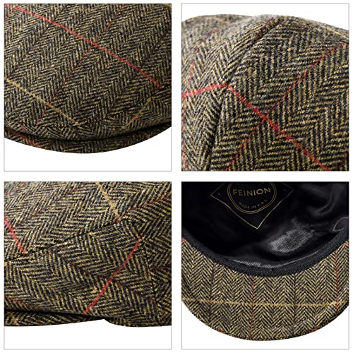 Image of FEINION Men's Wool Tweed Newsboy Ivy Cap Gatsby Golf Flat Hat