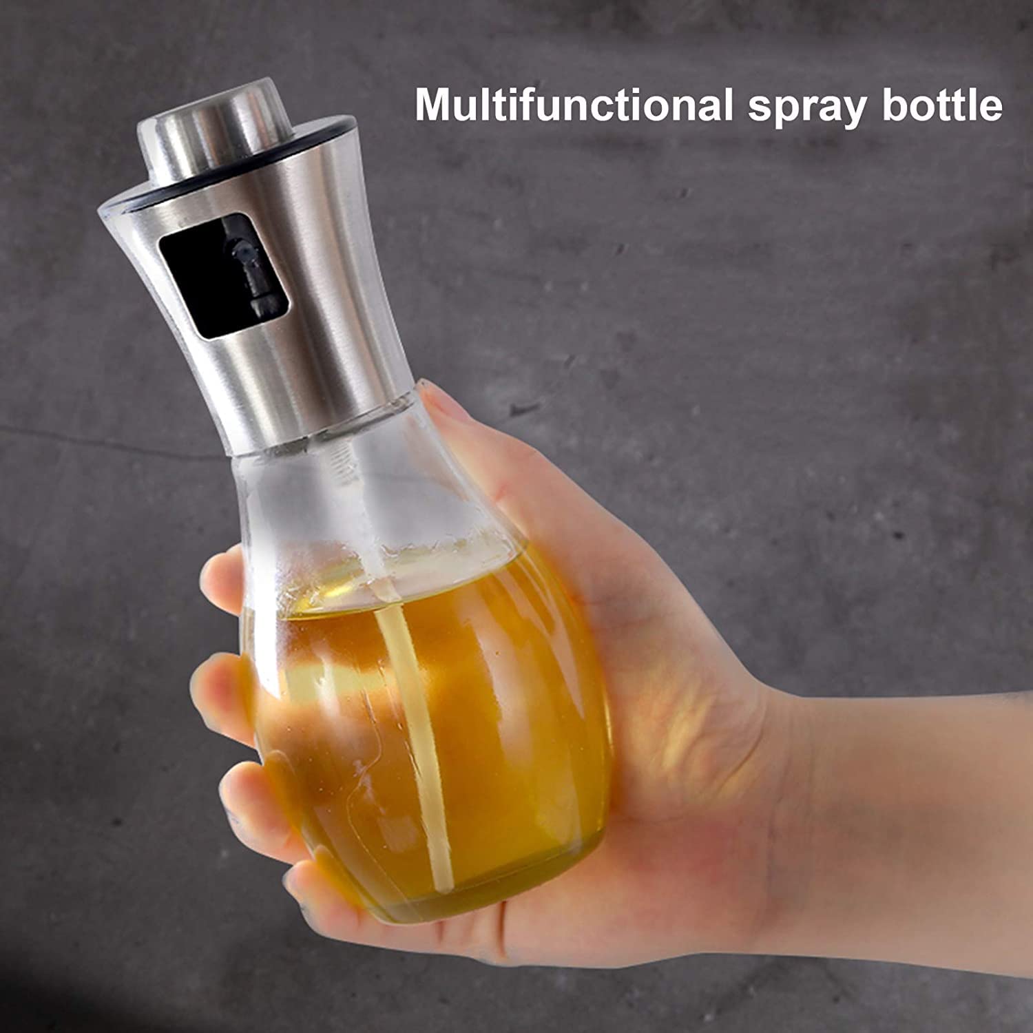 Spruzzatore di Olio d'oliva da 200 ml, spruzzatore di Olio d'oliva Portatile distributore di aceto, Bottiglia di Olio di Vetro per insalate grigliate per Cucinare e friggere.