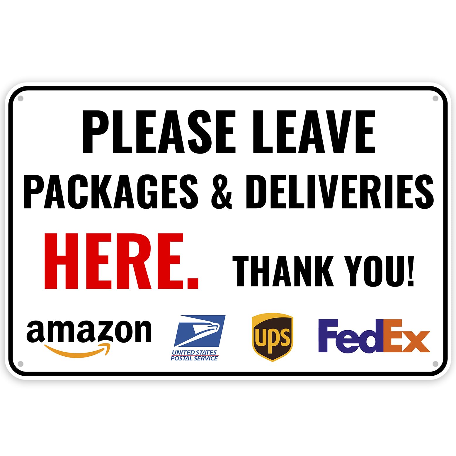 2 Pack Delivery Sign For Packages - Please Leave Packages & Deliveries Here, 12 x 8 Inches - Aluminum - Delivery Instructions for My Packages Orders from Amazon, UPS, FedEx, USPS