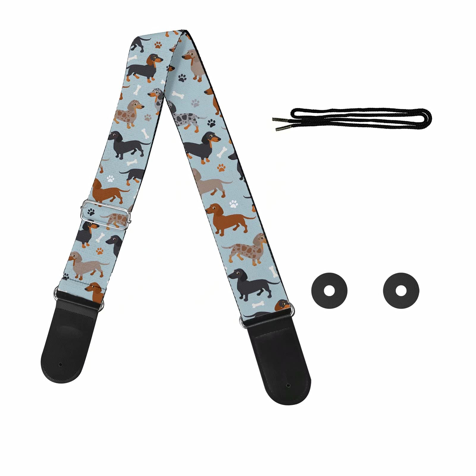 Pizding Retro Guitar Strap Print Cute Dog for Bass, Electric and Acoustic Guitars Strap, Adjustable Length,Replacement Crossbody Strap Purse for Guitar Players