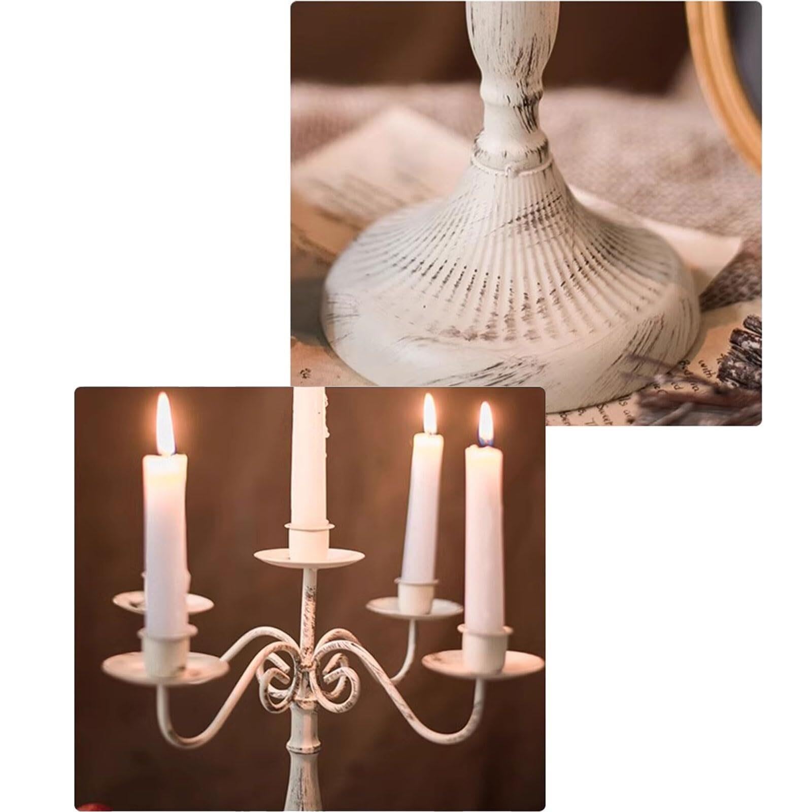 Kerzenhalter für Stabkerzen Kandelaber-Kerzenhalter, Tisch-Kerzenständer Wohnzimmer-Deko(White,5 Arms)