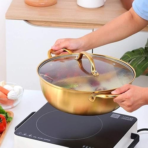 Miniatura 5 de Color ME! Olla caliente Shabu Shabu Shabu de 12 pulgadas de acero inoxidable 188 con divisor Color Me Chinese Induction Shabu Pot con tapa de vidrio