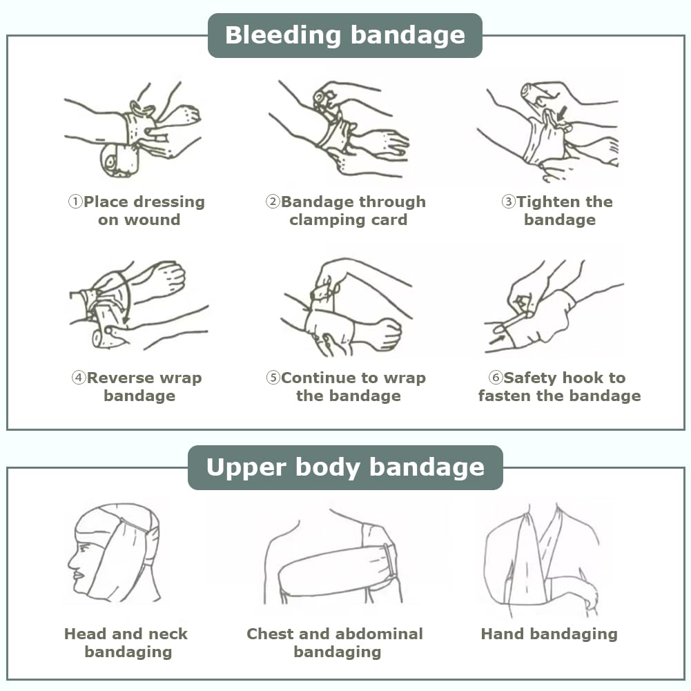Lot de 6 bandages israéliens : garrot pour blessures traumatiques, pansement d'urgence israélien, bandage de compression stérile, scellé sous vide, à utiliser dans les kits de premiers soins et les