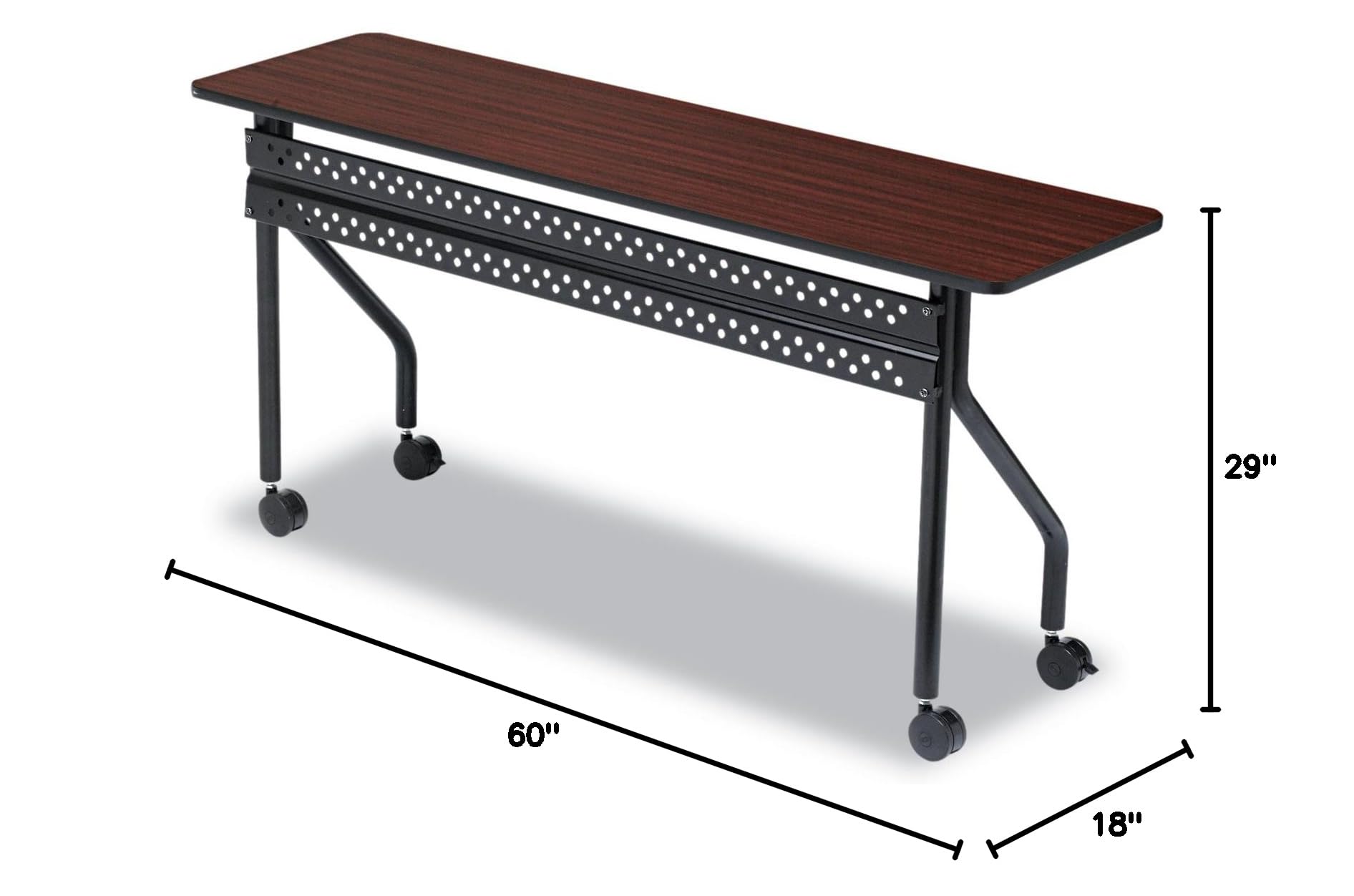 Iceberg Officeworks Mobile Training Table with Two Locking Wheels Mahogany and Black 60 L x 18 W x — view 3