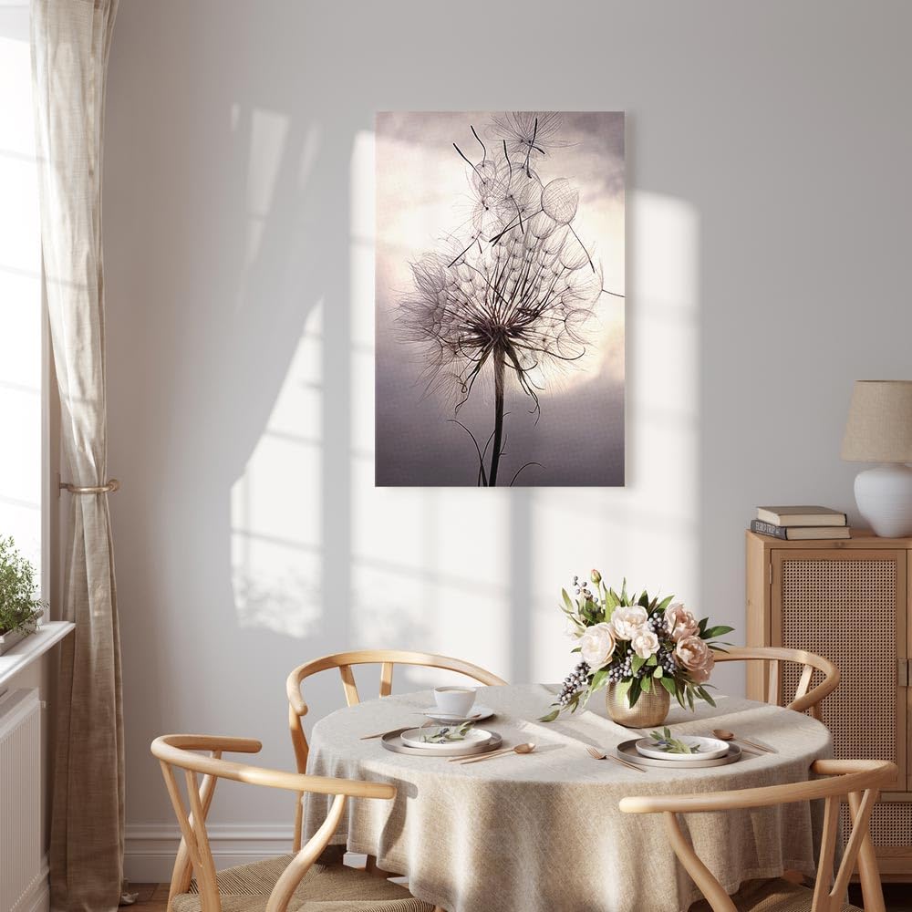 murando - Quadro Verticale Fiore Soffione Astratto Beige 60x90 cm 1 Pezzo - Stampa su Tela Strutturata - Quadri Moderni Verticali Camera da Letto - Murale Arte Decorazioni da Parete - b-B-0634-b-a