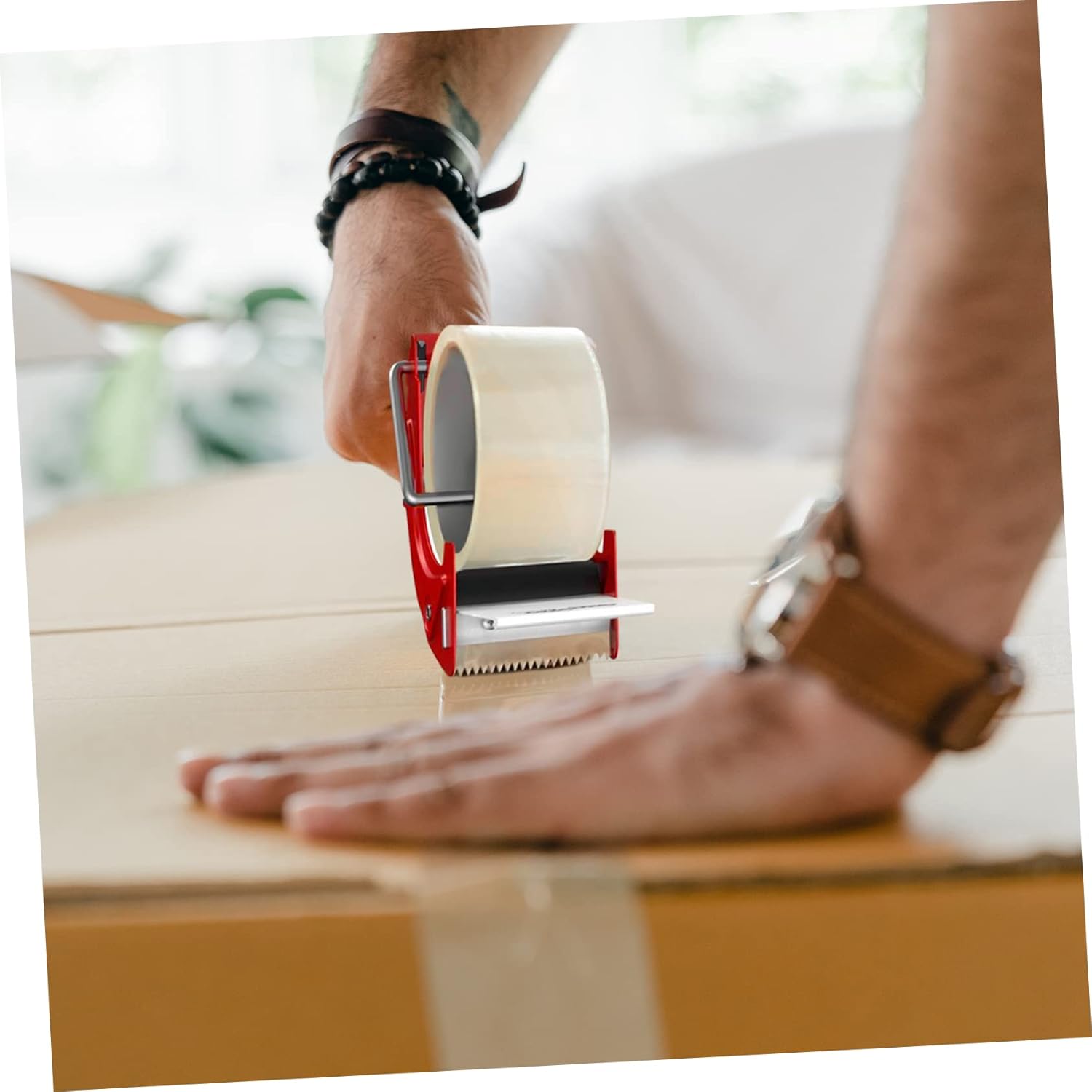 KALLORY Handheld Metal Tape Dispenser Portable Tape Cutter with Ergonomic Grip Lightweight and Compact Design for Easy Use Packaging and Shipping Tasks