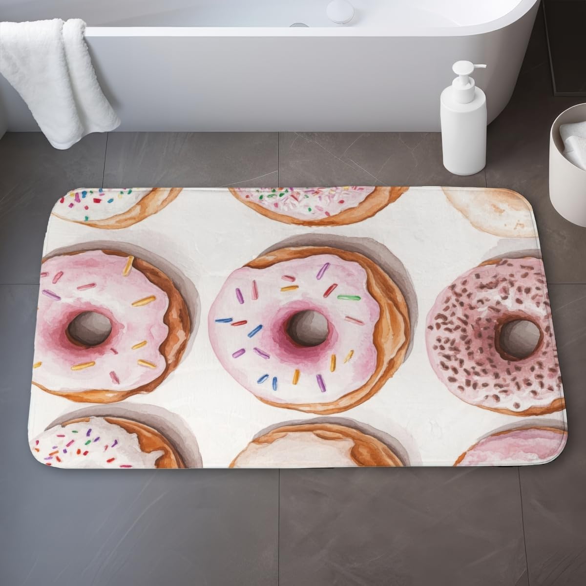 MWW C1BM2134WI0FEG 21 x 34 in. Donuts Beige Bath Mat - Cozy Home Decor for Your Bathroom