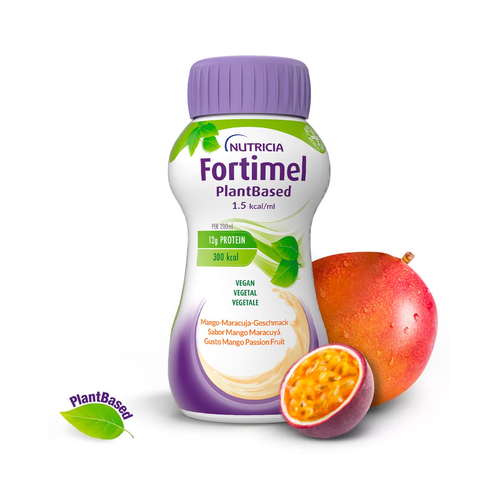 Nutricia Fortimel PlantBased Protein, Alimento a Fini Medici Speciali Indicato per la Gestione Dietetica della Malnutrizione, Vegano, Senza Lattosio, Gusto Mango e Passion Fruit - 4 x 200ml