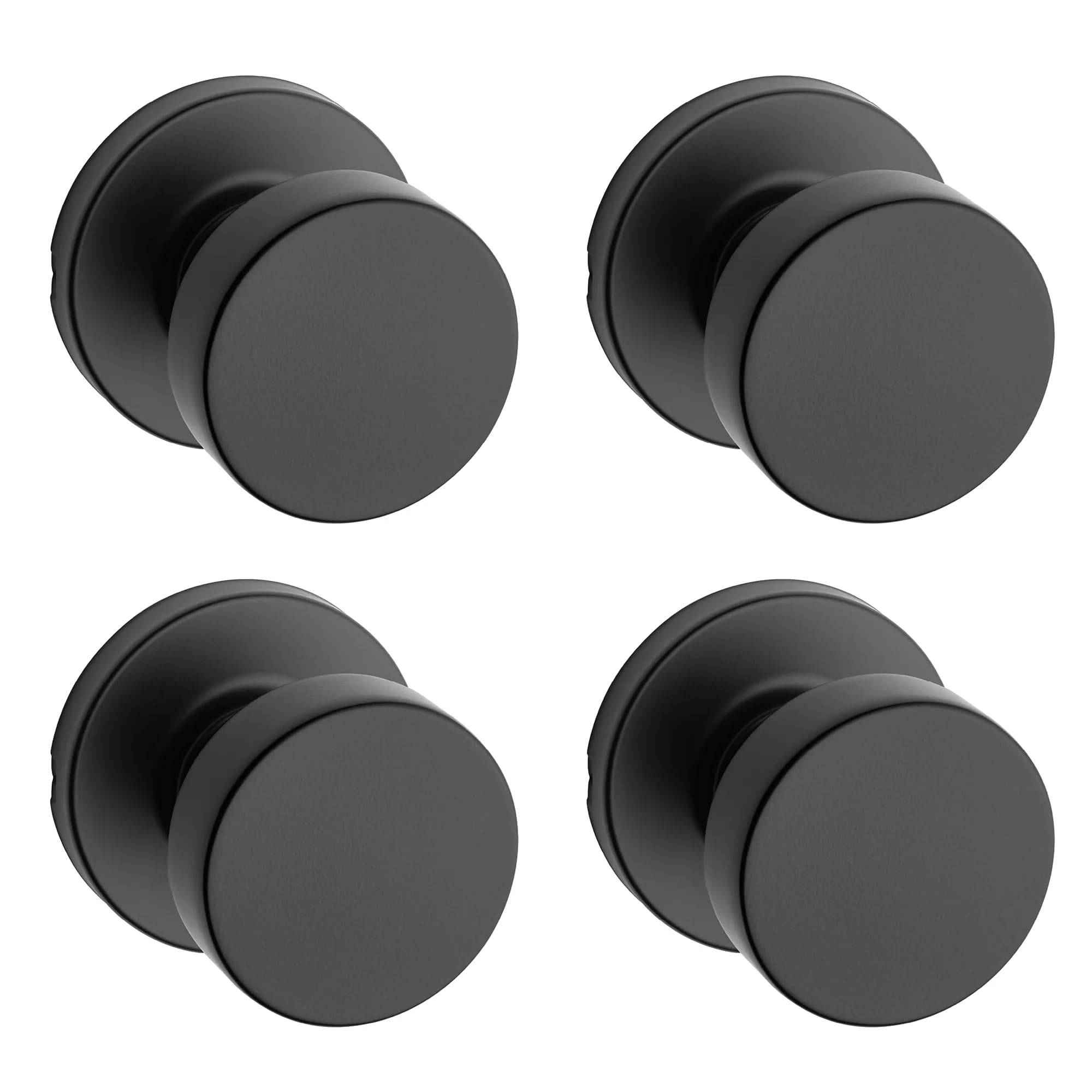Kwikset Pismo Interior Round Passage Door Knob, Handle for Closet and Hallway Doors, Non-Locking Doorknob,Matte Black