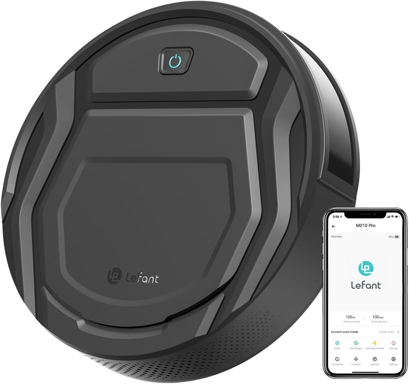 Lefant M210P Robotstofzuiger, superslank, WLAN-robotstofzuiger, compatibel met Alexa spraakbediening, stofzuiger, robot, zelfoplading, stil voor huishoudelijke reiniging, dierenharen, stof/tapijt