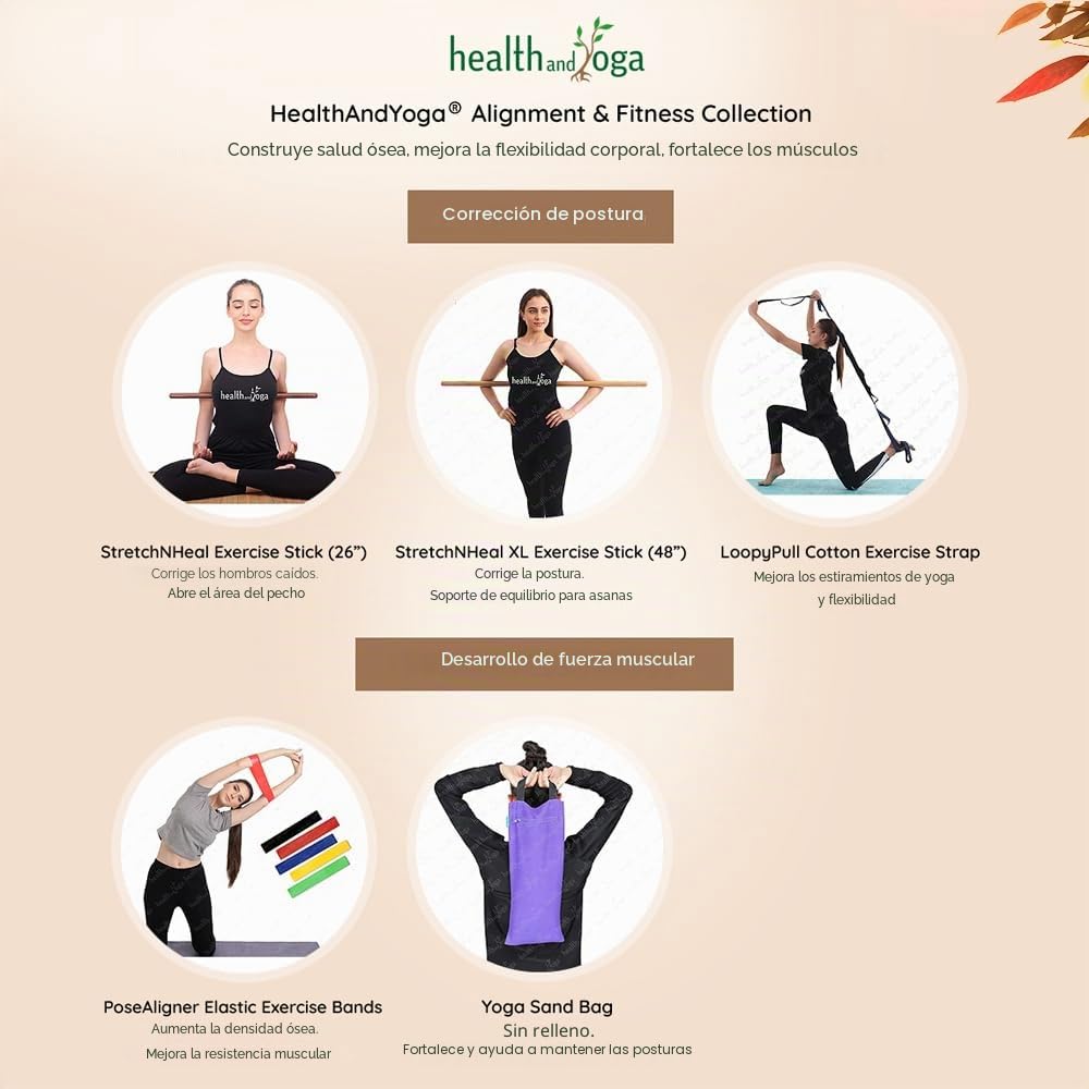 StretchNHeal Multi-Use Wooden Yoga Stick – Physical Workout Exercise Dowel, Stretch and Mobility Stick - Easy Carry, Collapsible and Portable Posture Corrector Pole