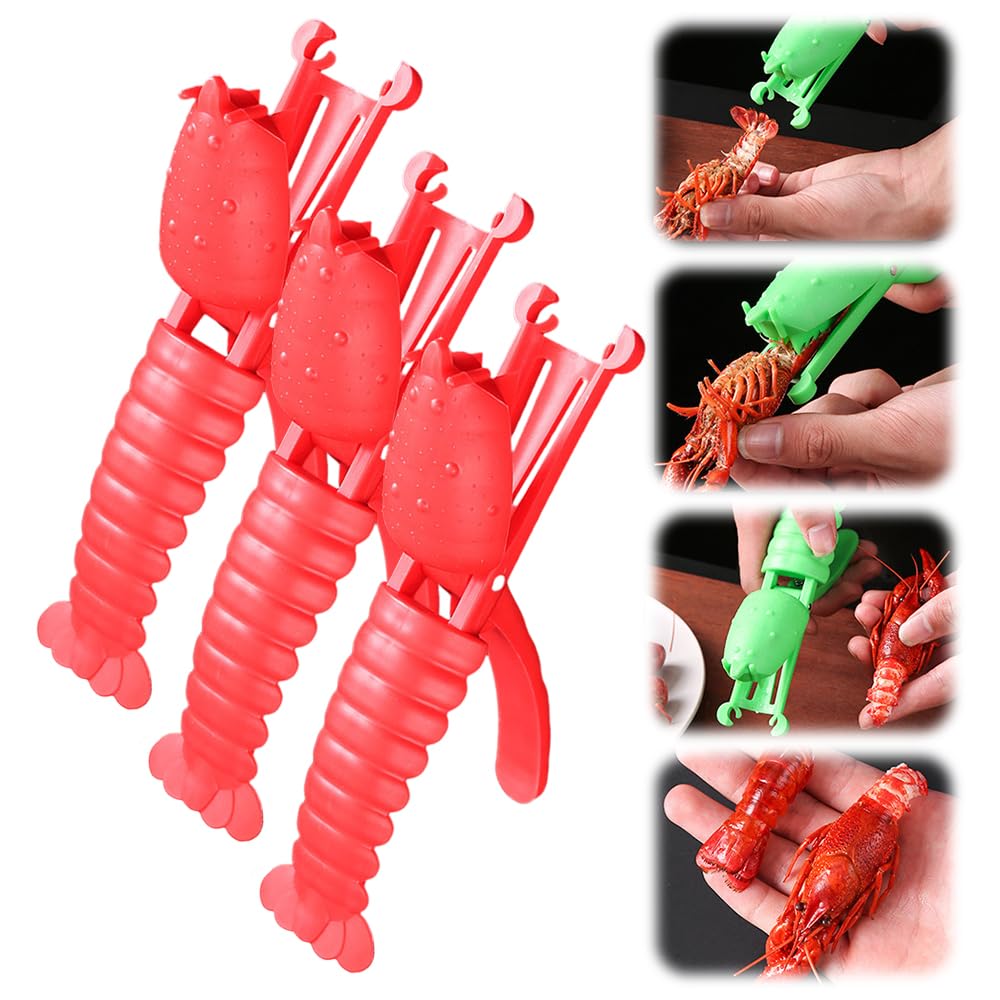 Crawfish Peeler Tool, Crawfish Sheller and Tail Remover for Easy Shell Removal, Crayfish Shelling Tool Craw fish Shucker Cracker for Seafood Boil Parties, Crayfish Tail Peeler Tools (Red 3pcs)