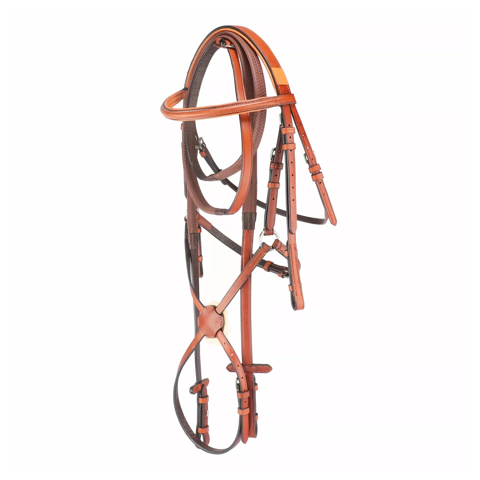 Grackle Noseband Bridle With Reins Premium Leather For Horse -951-P (Brown, Full)