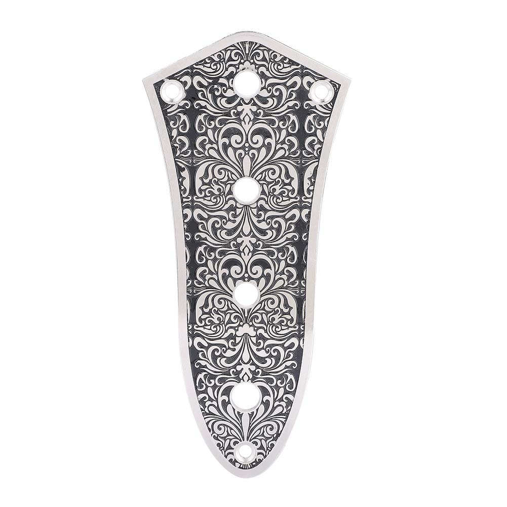 Control Plate, Engraved Volume Control Plate Silver Black Control Plate Guitar Parts Replacement for Jazz Bass Guitars