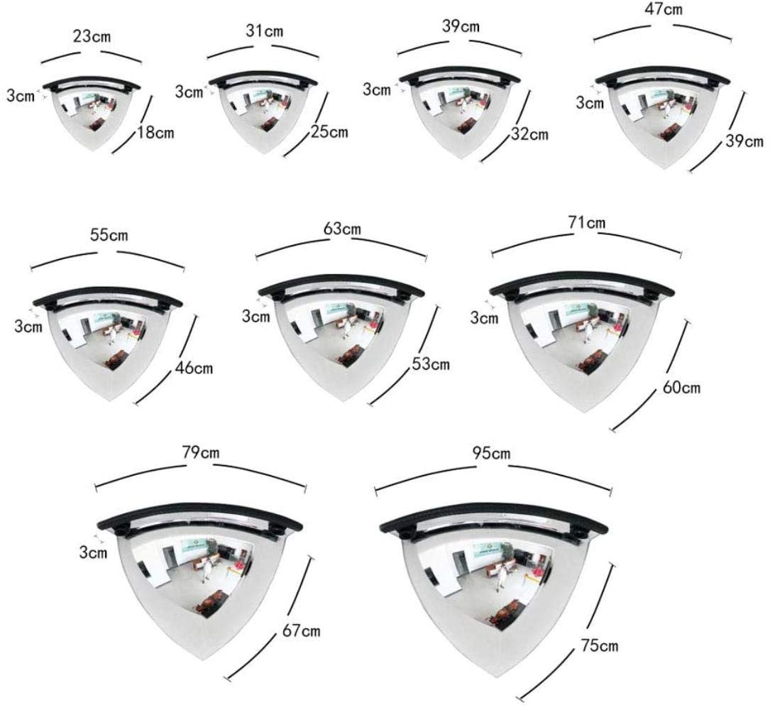 Espejo Gran Angular Espejo de Seguridad Vial Espejo Convexo, Ángulo de Visión de 90 Grados, Espejo de Pc Gran Angular de Alta Definición, para Taller de Fábrica de Tienda/23 * 18Cm