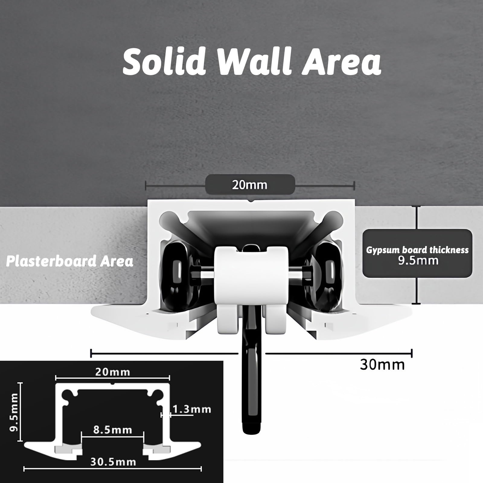 Binario per Tenda da Incasso per Montaggio A Soffitto, Bastone per Tende Invisibile in Alluminio per Divisorio di Ambienti(Bianco,230cm/7.5ft(2 * 115cm))