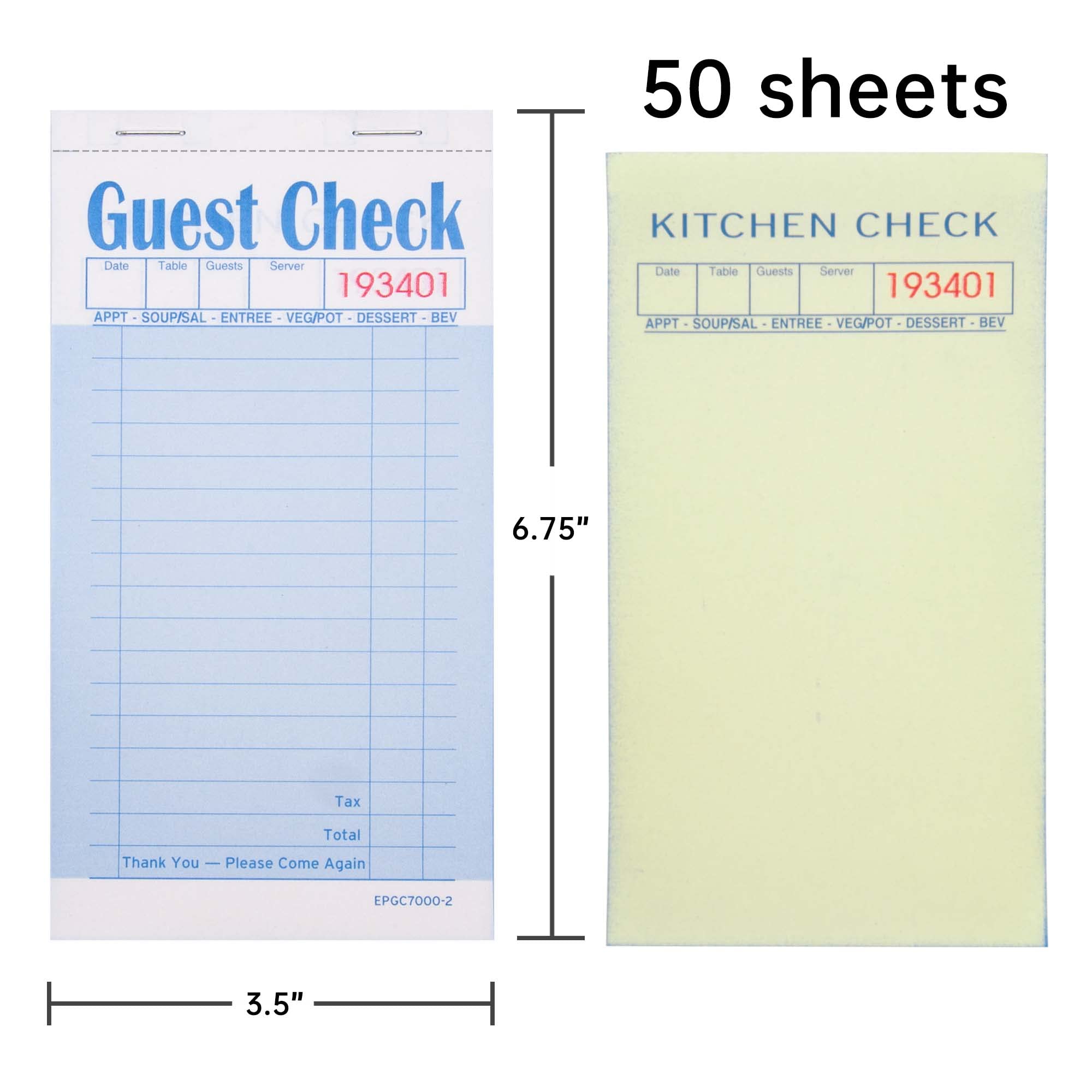 ESSENTIAL Libros de cheques de invitados de 3.5 x 6.7 pulgadas, 1000 hojas de blocs de notas de servidor y libros de pedidos de camarera con papel de cobre (20 libros)