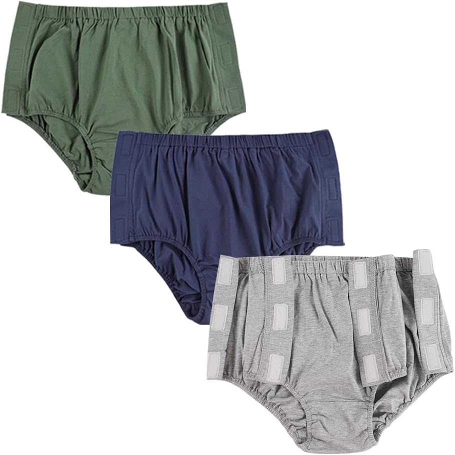 Washable Post Surgery Briefs for Women 3 Pack, Reusable Tear-Away Incontinence Underwear for Patients/Disabled/Elderly