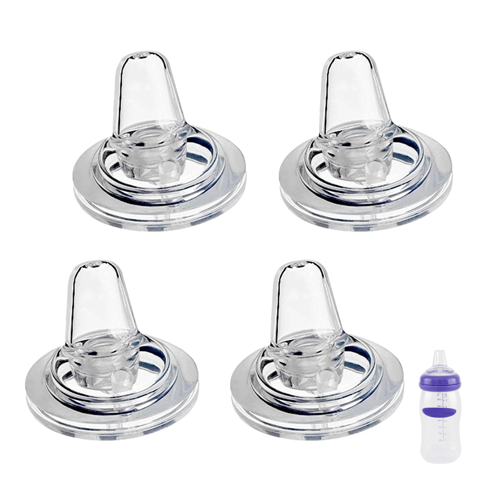 Sippy Spout Nipples for Lansinoh Baby Bottles, Transition Straw Sippy Cup 100% Food Grade Silicone Soft Nipple, 6m+, Pack of 4
