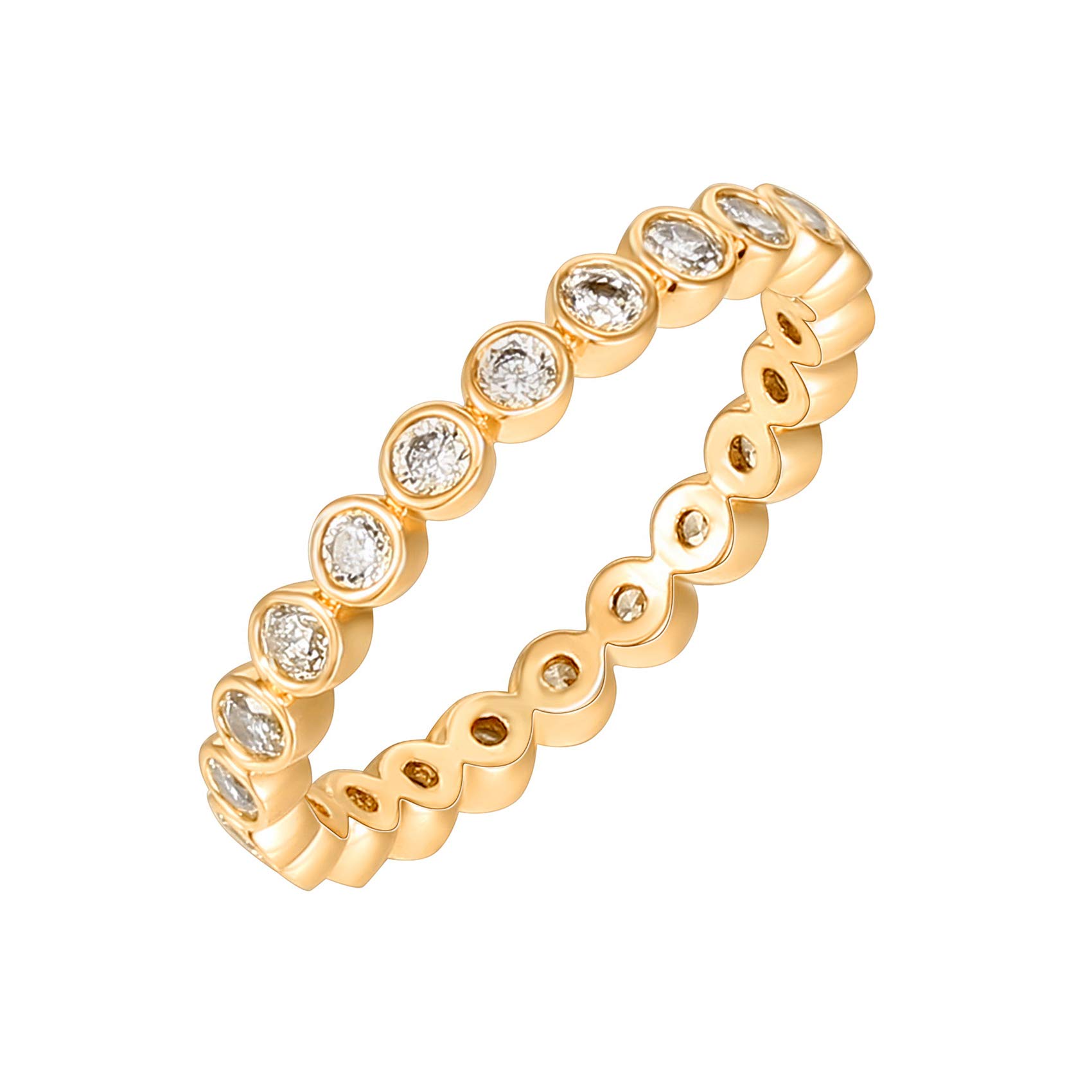 PAVOI14K Gold Plated Rings Cubic Zirconia Love Ring | 2.8mm Stackable Rings for Women | Gold Rings for Women