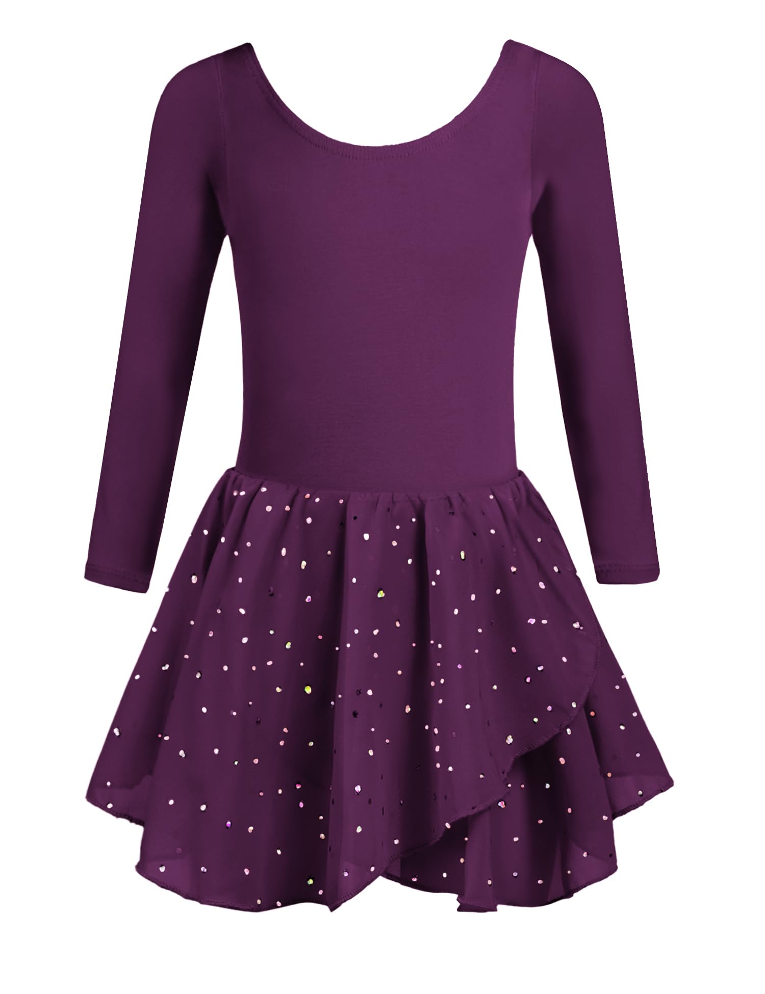 Zaclotre Girls Long Sleeve Dance Dress Glitter Ballet Skirted Leotard Ballerina Outfit