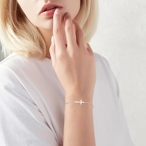 Miniatura 2 de Dreamboat Pulsera de cruz para mujer, pulseras cristianas de plata de ley 925, pulseras religiosas de aniversario, cumpleaños, regalos cristianos