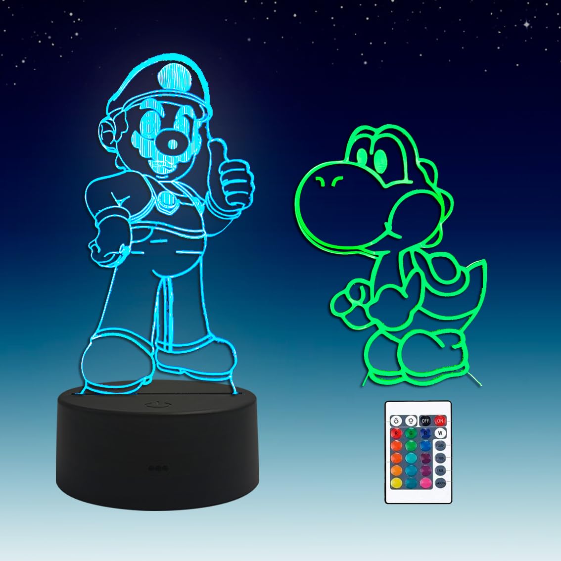 YTDZLTD 3D Angelo Luce Notturna 16 Colori Mutevoli Telecomando USB Potere Toccare Cambiare Illusione Ottica Lampada Arredamento Lampada LED Lampada da Tavolo Bambini Brithday Natale Regalo