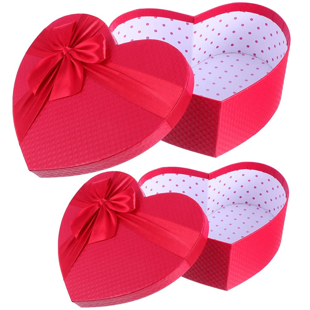 MAGICLULU Geschenkboxen für Valentinstag 2 Stück Rote Herzförmige aus Papier und Hochzeit mit Freiem Dekorationsinneren und Elegantem Design als Aufbewahrung und Verpackung