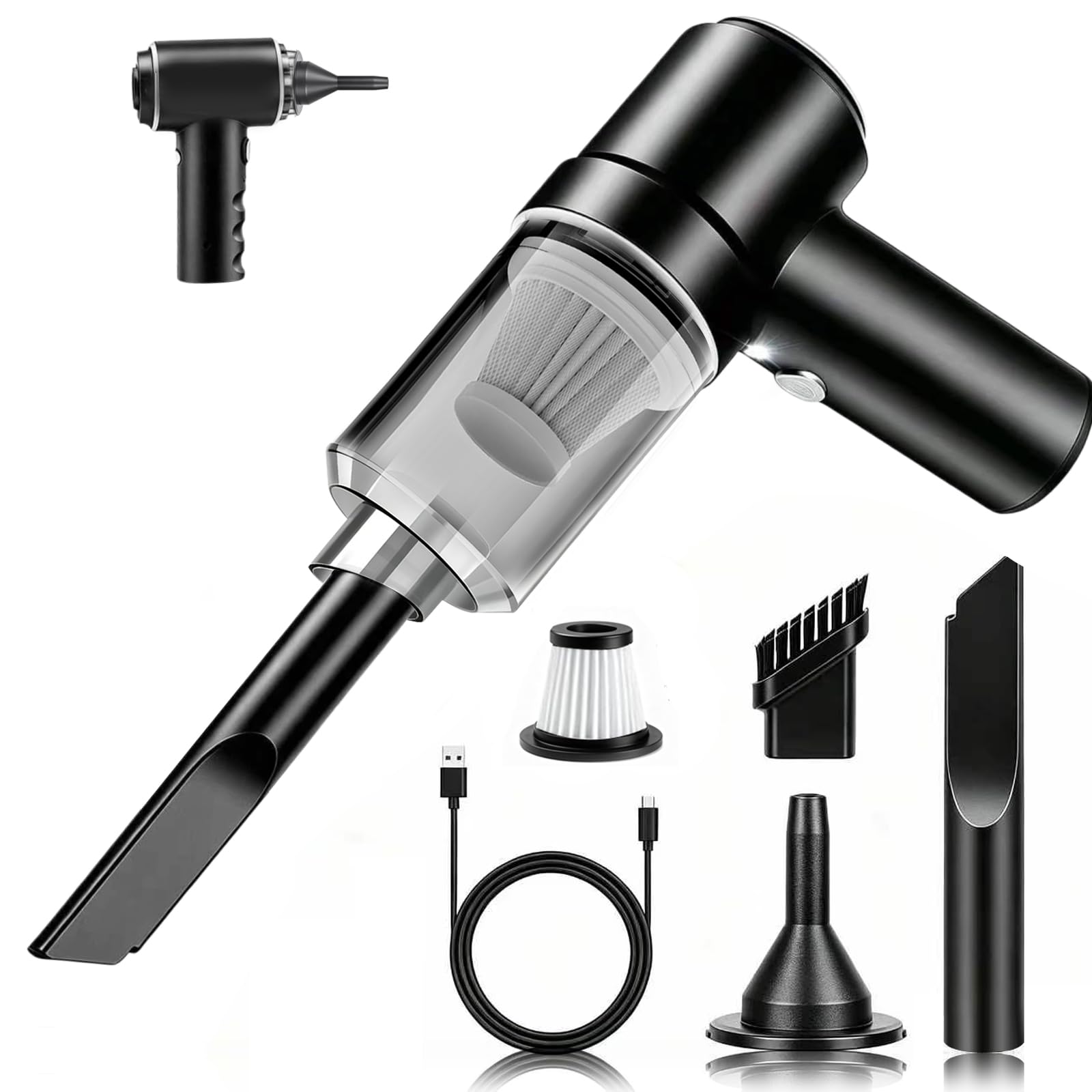 SCOVEE Handheld Staubsauger, Mini Tragbar Staubsauger, 20000PA Leistung, Super Leistungsstarke 4-in-1 Multifunktionalität, Einfach zu tragen, Geeignet für Büro, Auto, Zuhause, Büro