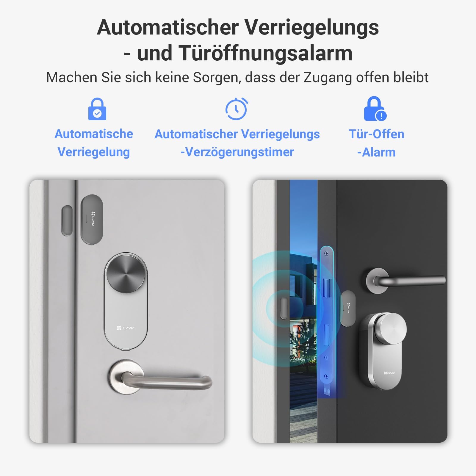 EZVIZ Smart Lock DL01 Pro mit Keypad & Gateway & Türsensor, Elektronisches Türschloss mit Austauschbaren Batterien, Smartes Türschloss, Öffnen per Ezviz App, Code, RFID karte, Unterstützt Matter