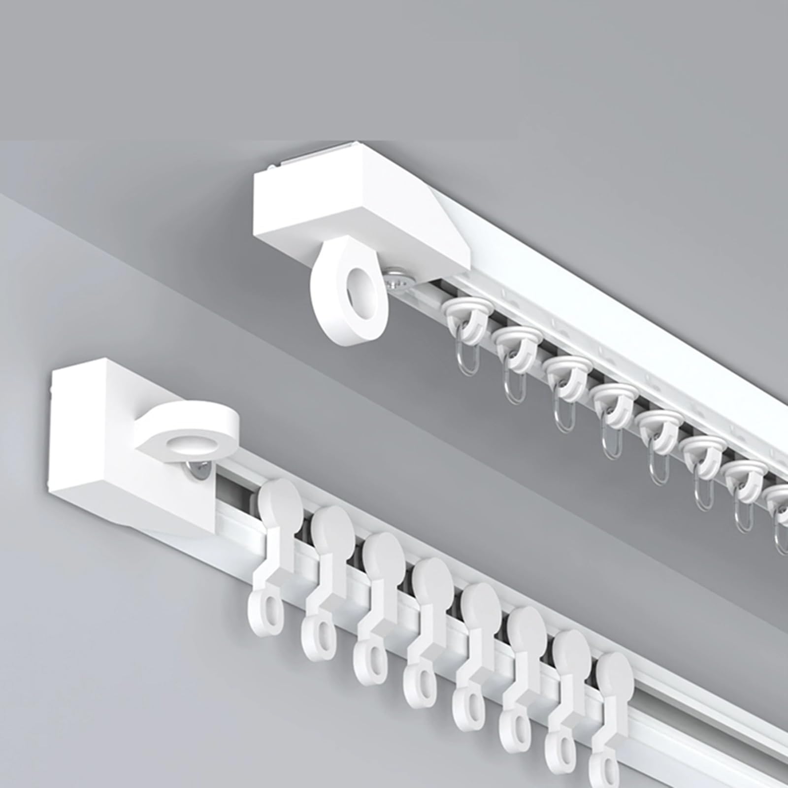 Tringle à rideau adhésive de 2 m – Binario polyvalent pour douche, camping-car, balcon, bureau – Installation facile au plafond, longueur réglable de 1 à 5 m, forte tenue, durable et flexible