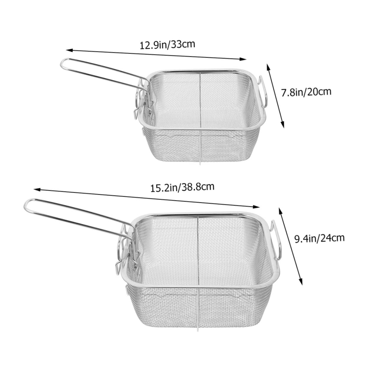 Cesta para Freidora Comercial 2 Piezas Cesta para Freír de Acero Inoxidable para Bocadillos de Pollo Fácil de Sostener Mango