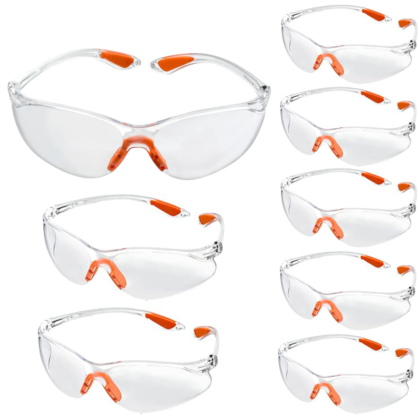 BSYFOP 8 Pcs Safety Glasses, Protective Glasses, Work Goggles Dustproof Lab Eye Protective Goggles Scratchproof Eye Protection for Work Equipment Security Glasses Anti Mist Wind