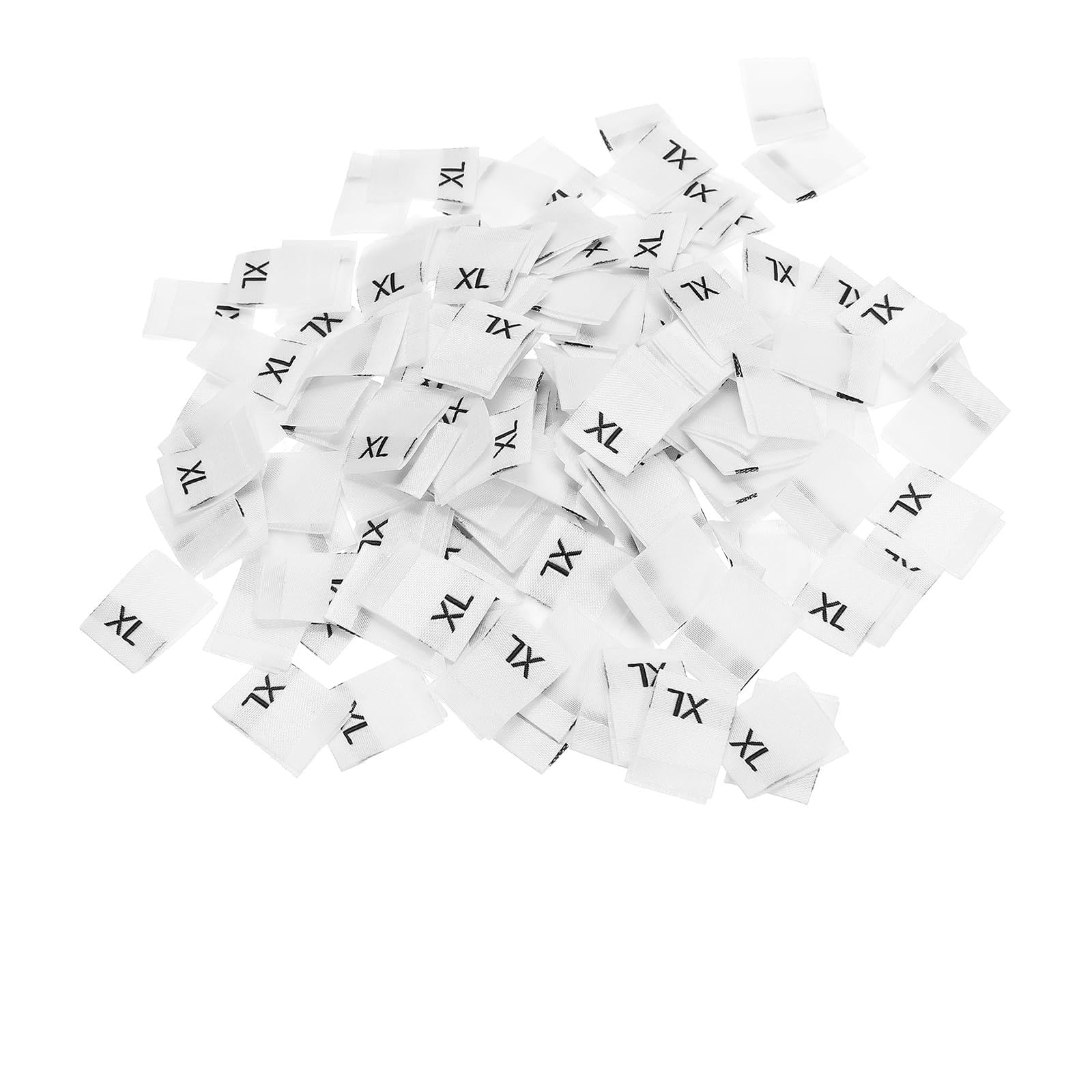 PATIKIL XL Clothing Sewing Size Label, 150 Pack Woven Garment Size Tags Mix Clothing Crafting Ribbons Embroidered Label for Clothes Garment, White