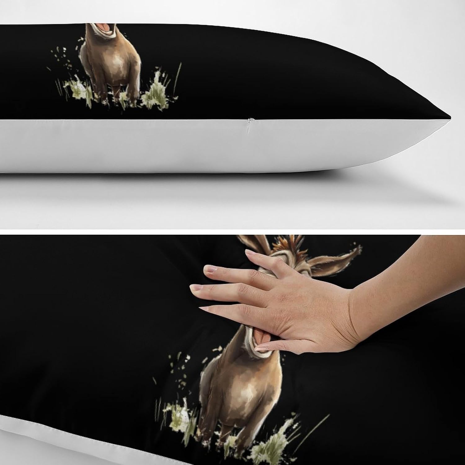 Laughing Donkey Body Pillow Cover Long Cushion 18.9x53.1 Inch | pillowcase,bed decor,farmhouse,sofa