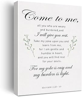Christian Canvas Wall Art Matthew 11:28 Come Unto Me Canvas Print Positive Paint - Compare price