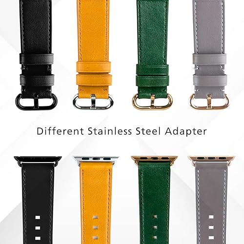 Miniatura 4 de Alto Correa de cuero compatible con Apple Watch Band de 1.496 pulgadas, 1.614 pulgadas, 1.575 pulgadas, correa de repuesto clásica hecha a mano de
