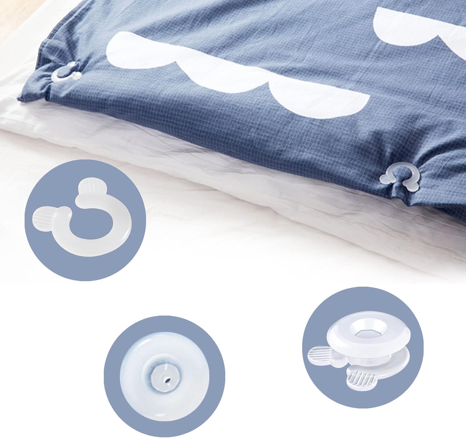 12 Sets Duvet Comforter Clips, Duvet Donut Holder Fastener Sets, Comforter Grippers to Keep Duvet Corner in Place