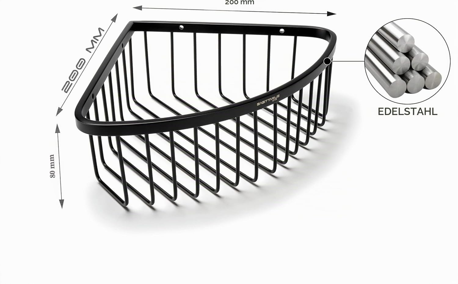 80S1 Shower Shelf – Duschkorb Ecke aus Edelstahl – 8cm Tiefer Duscheckregal Chrom – Rostfrei & Modern – Duschablage Für Bad & Dusche, Wandmontage