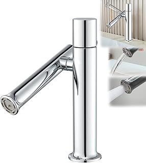 Comprar Grifo de Lavabo Giratorio con Altura Ajustable, Monomando de Baño de Acero Inoxidable – Caño Móvil, Doble Modo de Agua, Antisalpicaduras, Diseño Minimalista (Cromo brillante)