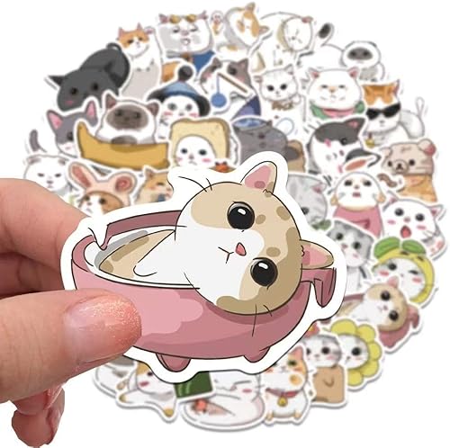 Miniatura 4 de 112 calcomanías de gato lindo para botellas de agua | Calcomanías de animales Kawaii de dibujos animados | Regalo para niños adolescentes fiesta de