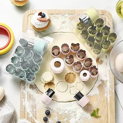 Miniatura 2 de Juego de formas de cortador de verduras, 12 piezas de acero inoxidable de tamaño pequeño, cortadores de galletas, moldes de sellos de frutas y 10